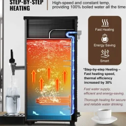 VEVOR Commercial Water Boiler, Electric Hot Water Dispenser with 316 Stainless Steel Heating Tube, 1500W Step-by-step Fast Heating 50L per Hour Hot Water Boiler, for Coffee Tea Restaurant Office