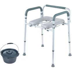VEVOR Commode Chair, Bedside Commode with Padded Seat and Arms, 7-Level Adjustable Height, 5.8L Removable Bucket, Easy to Assemble, 350 LBS Capacity, Raised Toilet Seat for Adults Seniors