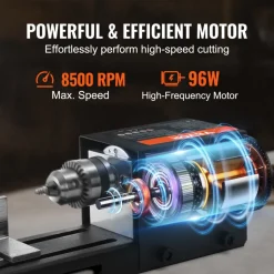 VEVOR Compact Lathe Machine, Dimensions 2.76 x 6.3 inches, 24VDC 96W, Includes Milling Machine Accessories, Features 7 Adjustable Speeds Ranging from 4220 to 8450 RPM, Ideal for DIY Woodworking and