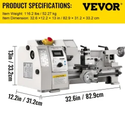 VEVOR Compact Metal Lathe, 8