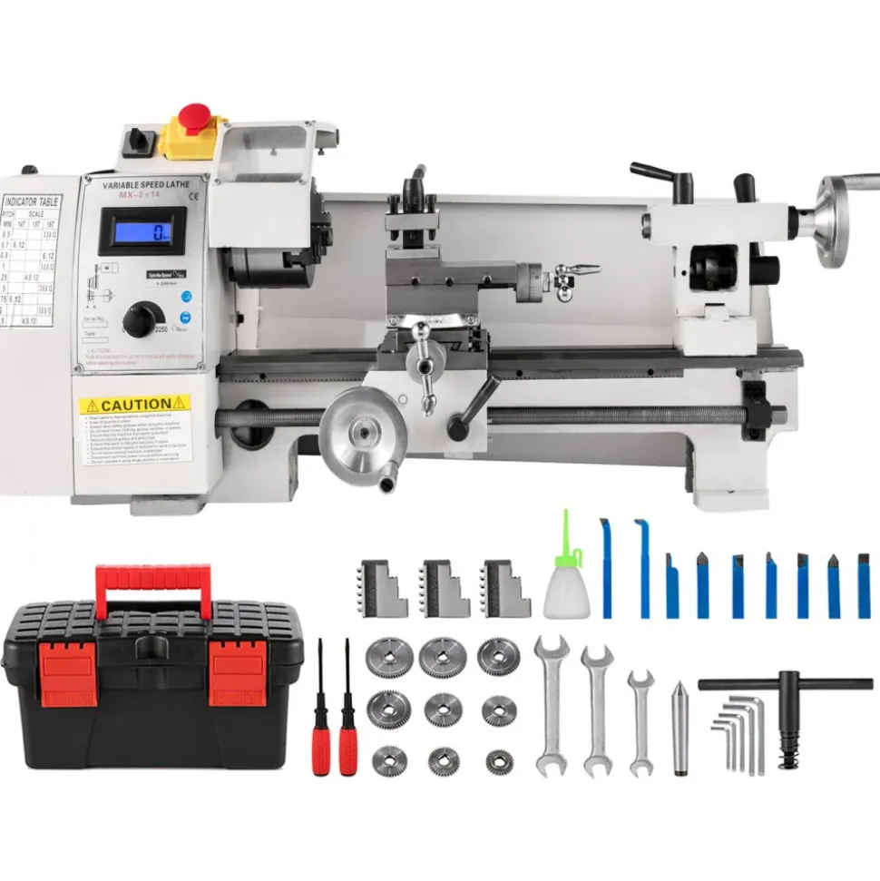 VEVOR Compact Metal Lathe, 8"x14", Adjustable Speed 2250 RPM, 650W Power, Precision Engineering Lathe for Metalworking, Ideal for Crafting Different Metals
