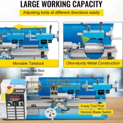 VEVOR Compact Metal Lathe, 7