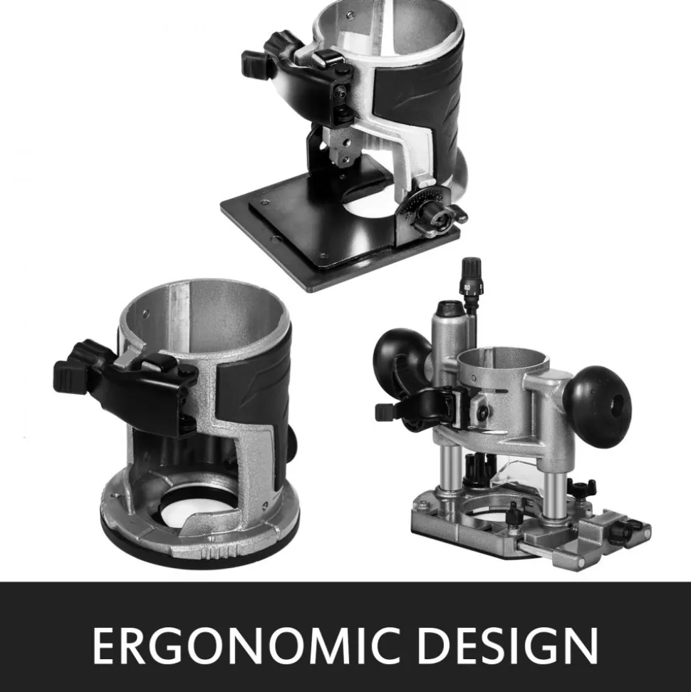 VEVOR Compact Router 1.25HP With Fixed Base, Plunge Base and Tilt Base, Variable Speed Wood Router Kit Max Torque 30,000RPM 800W For Woodworking & Furniture Manufacturing