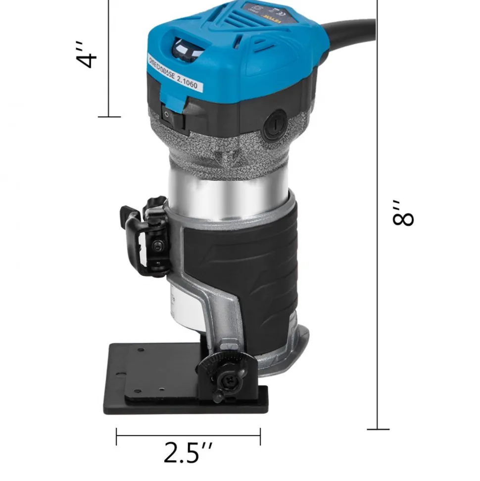 VEVOR Compact Router 1.25HP With Fixed Base, Plunge Base and Tilt Base, Variable Speed Wood Router Kit Max Torque 30,000RPM 800W For Woodworking & Furniture Manufacturing