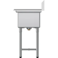 VEVOR 3 Compartment Sink, 18-Gauge 304 Stainless Steel, 14" x 16" x 11" Bowl Size, 3 Bay Commercial Kitchen Prep & Utility Sink with 2 Drainboards and Backsplash for Restaurant, Food Truck & Home Use