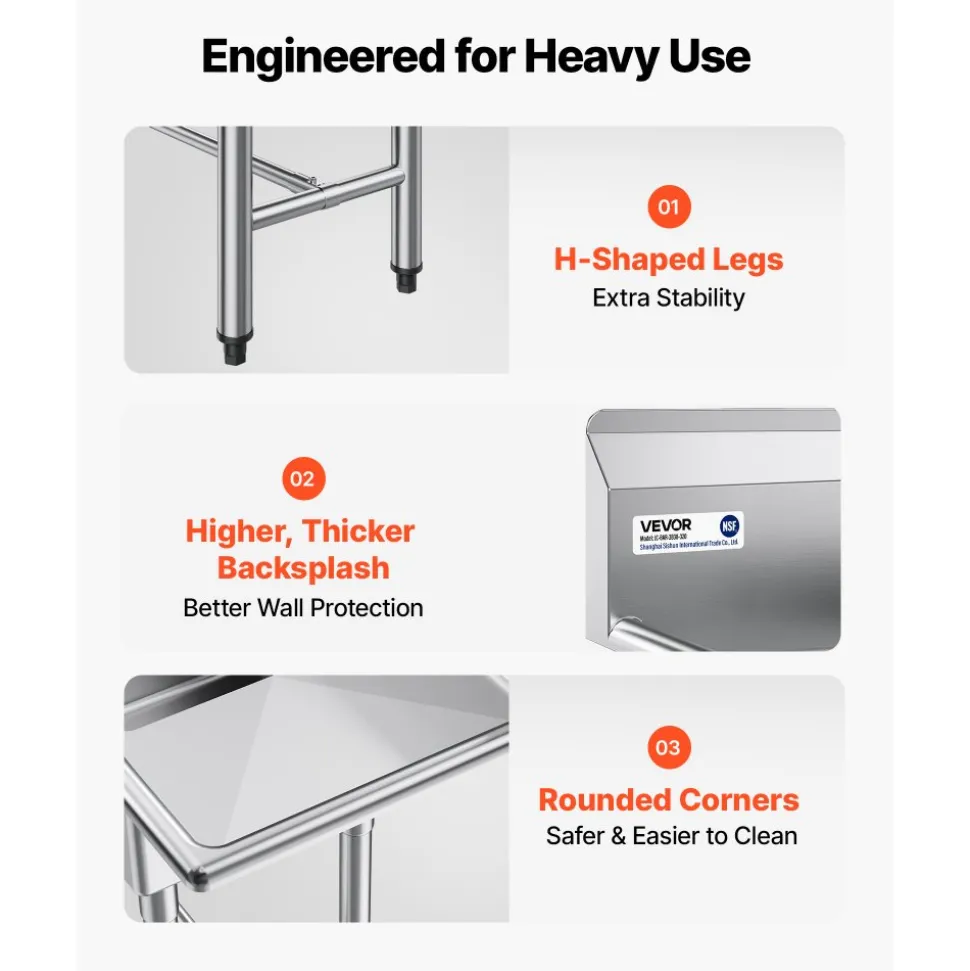 VEVOR 3 Compartment Sink, 18-Gauge 304 Stainless Steel, 14" x 16" x 11" Bowl Size, 3 Bay Commercial Kitchen Prep & Utility Sink with 2 Drainboards and Backsplash for Restaurant, Food Truck & Home Use