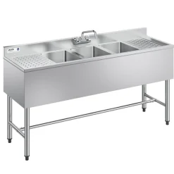 VEVOR 3 Compartment Sink, 18-Gauge 304 Stainless Steel, 10
