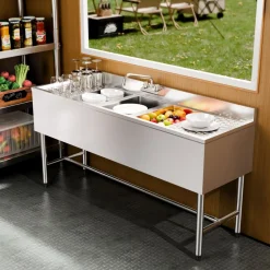 VEVOR 3 Compartment Sink, 18-Gauge 304 Stainless Steel, 10