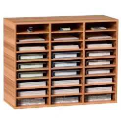 VEVOR 27 Compartments Wood Literature Organizer, Adjustable Shelves, Medium Density Fiberboard Mail Center, Office Home School Storage for Files, Documents, Papers, Magazines, White
