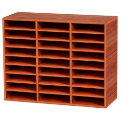 VEVOR 27 Compartments Wood Literature Organizer, Adjustable Shelves, Medium Density Fiberboard Mail Center, Office Home School Storage for Files, Documents, Papers, Magazines, Brown