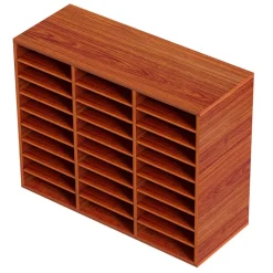 VEVOR 27 Compartments Wood Literature Organizer, Adjustable Shelves, Medium Density Fiberboard Mail Center, Office Home School Storage for Files, Documents, Papers, Magazines, Brown
