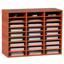 VEVOR 27 Compartments Wood Literature Organizer, Adjustable Shelves, Medium Density Fiberboard Mail Center, Office Home School Storage for Files, Documents, Papers, Magazines, Brown