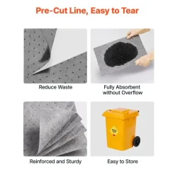 VEVOR Complete Spill Absorbent Kit for Oil & Water, 40PCS Heavy-Duty Oil Absorbent Pads, 3 Socks, 2 Pillows, 5 Hazardous Material Bags, 20-Gallon Wheeled Drum for Garage Workshop Spill Control