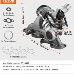 VEVOR Complete Turbo Turbocharger Chevy Chevrolet Cruze 2011-2015 with Gasket Kit, Sonic 2012-2020 & Trax 2013-2021 & Buick Encore 2013-2021 Turbo Charger Compatible 1.4L Replace# 55565353
