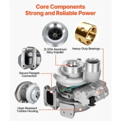 VEVOR Complete Turbo Turbocharger Kit with Solenoid Valve, Compatible with 2013-2018 Dodge Ram 2500 3500 ISB 6.7L I6 ISB Turbo Diesel Engine, Replace# 5327046HX, 5326055HX, 5326056HX, 68212739AA