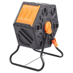 VEVOR Compost Bin, 18.5-Gal Composting Tumbler, Compact Single Rotating Chamber with Sliding Door and Steel Frame, BPA Free Small Composter Bin Tumbler for Garden, Kitchen, Yard, Outdoor