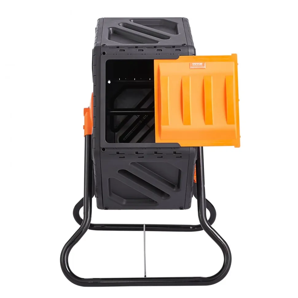 VEVOR Compost Bin, 18.5-Gal Composting Tumbler, Compact Single Rotating Chamber with Sliding Door and Steel Frame, BPA Free Small Composter Bin Tumbler for Garden, Kitchen, Yard, Outdoor