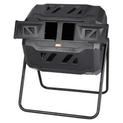 VEVOR Compost Bin, 43-Gal Dual Chamber Composting Tumbler, Large Tumbling Rotating Composter with 2 Sliding Doors and Steel Frame, BPA Free Composter Bin Tumbler for Garden, Kitchen, Yard, Outdoor