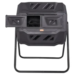 VEVOR Compost Bin, 43-Gal Dual Chamber Composting Tumbler, Large Tumbling Rotating Composter with 2 Sliding Doors and Steel Frame, BPA Free Composter Bin Tumbler for Garden, Kitchen, Yard, Outdoor