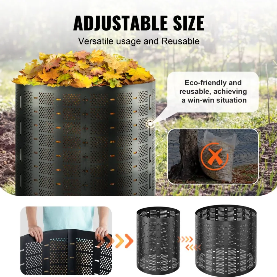 VEVOR Compost Bin 220 Gallon, Outdoor Expandable Composter, Easy to Setup & Large Capacity Composting Bin, Fast Creation of Fertile Soil