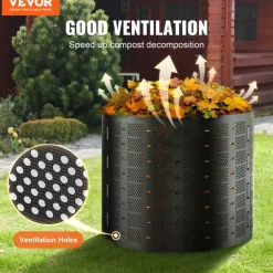 VEVOR Compost Bin 220 Gallon, Outdoor Expandable Composter, Easy to Setup & Large Capacity Composting Bin, Fast Creation of Fertile Soil