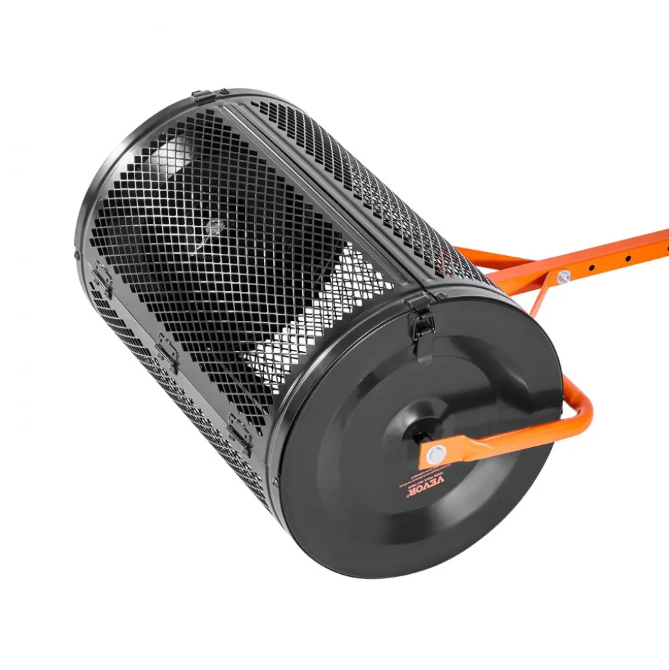 VEVOR Compost Spreader, 24 in Wide Peat Moss Spreader with T Shaped Handle, 3 Heights Adjustable, Powder-Coated Steel Garden Peat Moss Roller, Heavy Duty Grass Seed Spreaders for Planting Seeding