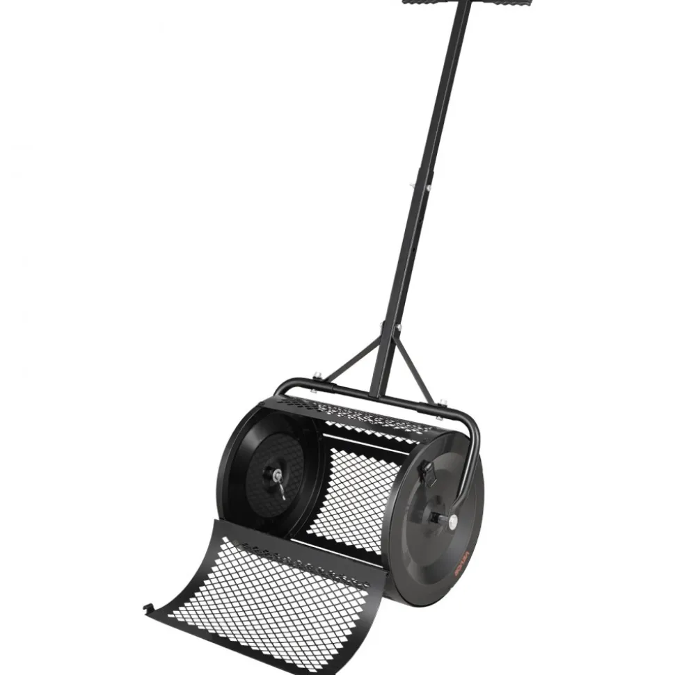 VEVOR Compost Spreader, 16.5" Wide Peat Moss Spreader with T Shaped Handle, 3 Heights Adjustable, Powder-Coated Steel Garden Peat Moss Roller, Heavy Duty Grass Seed Roller for Planting Seeding, Black