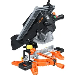 VEVOR Compound Miter Saw, 8-1/4 inch Blade, 2-in-1 Miter/Table Saw, with Precision Laser Alignment, Adjustable Angles, 4800 RPM, with Splash Guard, for Cutting Wood, Metals, Laminates, and Plastic