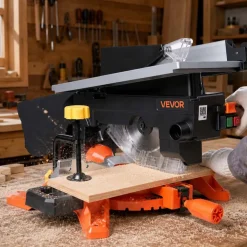 VEVOR Compound Miter Saw, 8-1/4 inch Blade, 2-in-1 Miter/Table Saw, with Precision Laser Alignment, Adjustable Angles, 4800 RPM, with Splash Guard, for Cutting Wood, Metals, Laminates, and Plastic