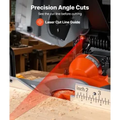 VEVOR Compound Miter Saw, 8-1/4 inch Blade, 2-in-1 Miter/Table Saw, with Precision Laser Alignment, Adjustable Angles, 4800 RPM, with Splash Guard, for Cutting Wood, Metals, Laminates, and Plastic