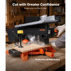 VEVOR Compound Miter Saw, 8-1/4 inch Blade, 2-in-1 Miter/Table Saw, with Precision Laser Alignment, Adjustable Angles, 4800 RPM, with Splash Guard, for Cutting Wood, Metals, Laminates, and Plastic