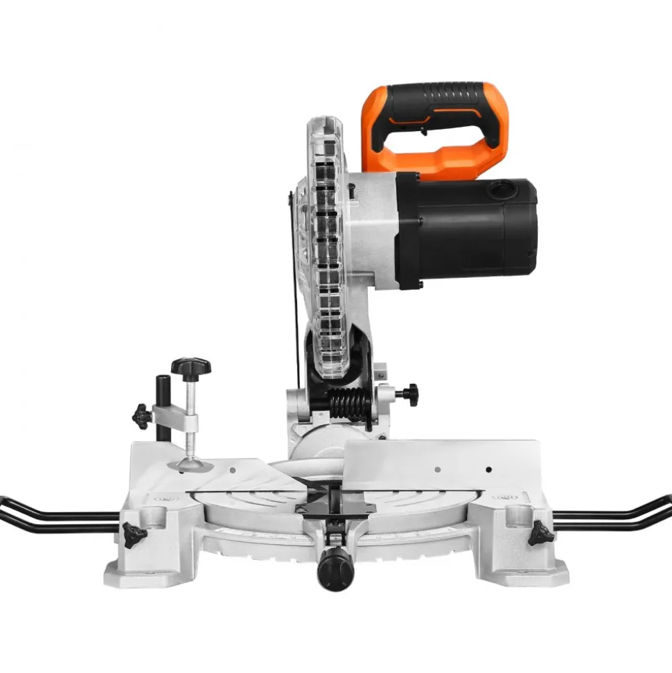 VEVOR Compound Miter Saw, 10-Inch Blade, 15 Amp Motor, 60-Tooth, Corded Single Bevel 0-45°, LED Precision Alignment, Angle Adjustable, Lightweight Cast Aluminum Base, for Wood, Composite Decking