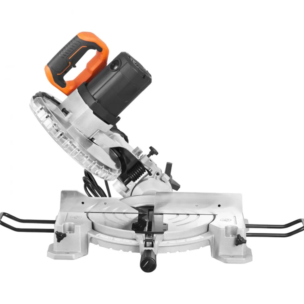 VEVOR Compound Miter Saw, 10-Inch Blade, 15 Amp Motor, 60-Tooth, Corded Single Bevel 0-45°, LED Precision Alignment, Angle Adjustable, Lightweight Cast Aluminum Base, for Wood, Composite Decking
