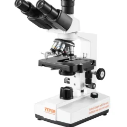 VEVOR Compound Trinocular Microscope, 40X-5000X Magnification Trinocular Compound Lab Microscope with Two-Layer Mechanical Stage, External Interface, LED Illumination and Microscope Slides Included