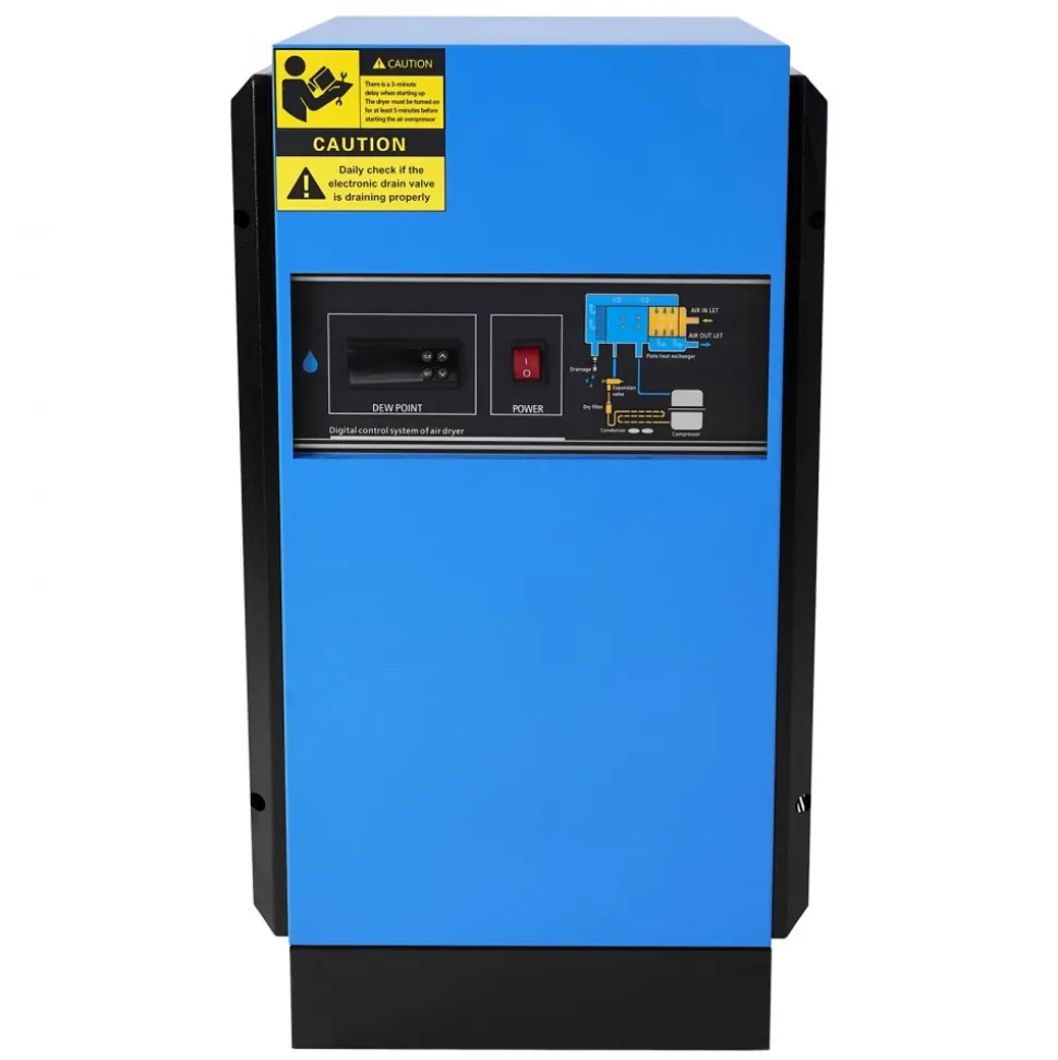 VEVOR Compressed Air Dryer, 85CFM Refrigerated Air Dryer, 110-120V Industrial Refrigerated Air-Drying System for 15HP & 20HP Compressors - with Color Screen Control Panel and Automatic Drainage