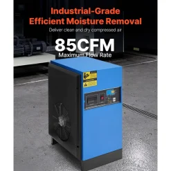 VEVOR Compressed Air Dryer, 85CFM Refrigerated Air Dryer, 110-120V Industrial Refrigerated Air-Drying System for 15HP & 20HP Compressors - with Color Screen Control Panel and Automatic Drainage