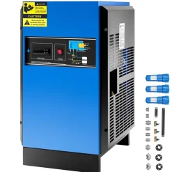 VEVOR Compressed Air Dryer, 125CFM Refrigerated Air Dryer, 110-120V Industrial Refrigerated Air-Drying System for 20HP, 25HP & 30HP Compressors - with Color Screen Control Panel and Automatic Drainage