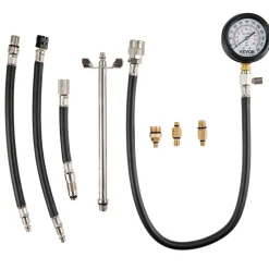 VEVOR Compression Tester Adapter Kit, 9 Pcs Automotive Engine Cylinder Leak Down Compression Test, Accurate Dual Scale Pressure Gauge 0-300 psi, with Long Reach Hoses and Case for Engine Cylinders