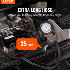 VEVOR Compression Tester Adapter Kit, 9 Pcs Automotive Engine Cylinder Leak Down Compression Test, Accurate Dual Scale Pressure Gauge 0-300 psi, with Long Reach Hoses and Case for Engine Cylinders