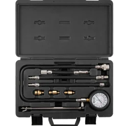 VEVOR Compression Tester Adapter Kit, 9 Pcs Automotive Engine Cylinder Leak Down Compression Test, Accurate Dual Scale Pressure Gauge 0-300 psi, with Long Reach Hoses and Case for Engine Cylinders
