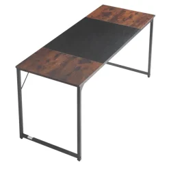 VEVOR Computer Desk, 63 Inch Office Gaming Desk for Home Office, Writing Study Work Modern Simple Table with Metal Frame for Large Legroom, Rustic Brown and Black