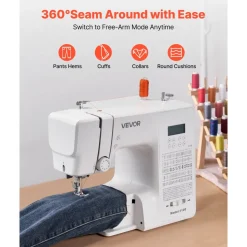 VEVOR Computerized Sewing Machine, 200 Stitch Applications, with LCD Screen, Foot Pedal and LED Light, Heavy-Duty Metal Frame, Digital Sewing Machine with Powerful Motor for Crafts and Mending
