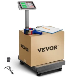 VEVOR Computing Digital Platform Scale, 660 lbs Load, 0.1 lbs Accuracy Computing Floor Scale with LB/KG, Tare, Price Calculator, Stainless Steel High-Definition Display for Boxes, Luggages, FCC Listed