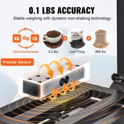 VEVOR Computing Digital Platform Scale, 660 lbs Load, 0.1 lbs Accuracy Computing Floor Scale with LB/KG, Tare, Price Calculator, Stainless Steel High-Definition Display for Boxes, Luggages, FCC Listed