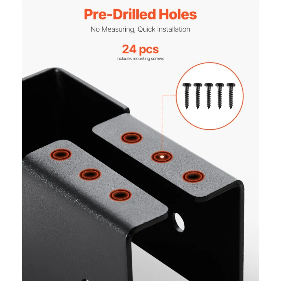 VEVOR Concealed Joist Hanger, 2x4 Inch Outdoor Concealed-Flange Joist Bracket with Screws, Steel Light Joist Hangers for 1.93 x 3.62 Inch / 49 x 92 mm Beam, Swing, Fence, Wooden Slides, 24 Pcs