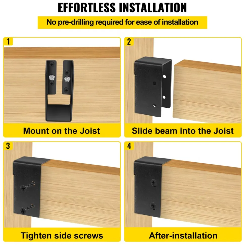 VEVOR Concealed Joist Hanger, 2"x4" Outdoor Accent Concealed-Flange, Pack of 24 Concealed Joist Bracket, Q235 Steel Plate Powder-Coated Concealed Face Mount Joist Hanger Inner 40x91 mm for Beam Swing