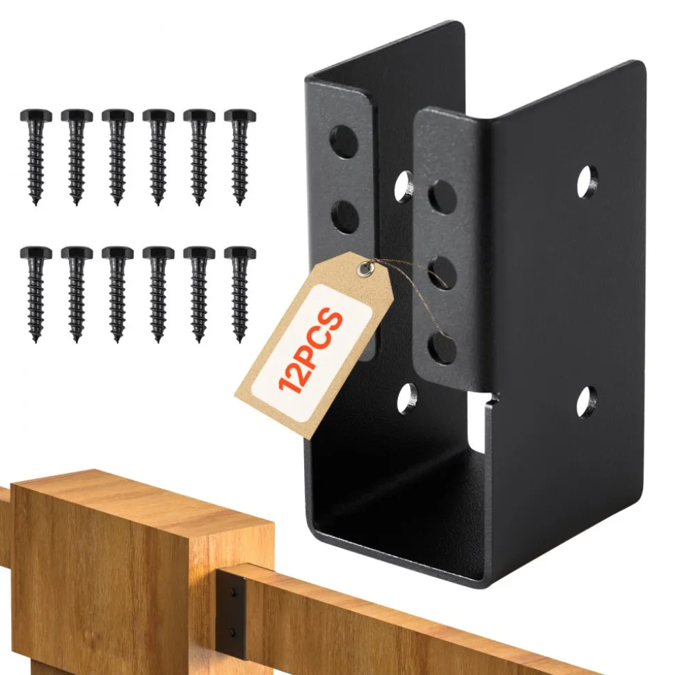 VEVOR Concealed Joist Hanger, 2x4 Inch Outdoor Concealed-Flange Joist Bracket with Screws, Steel Light Joist Hangers for 1.93 x 3.62 Inch / 49 x 92 mm Beam, Swing, Fence, Wooden Slides, 12 Pcs