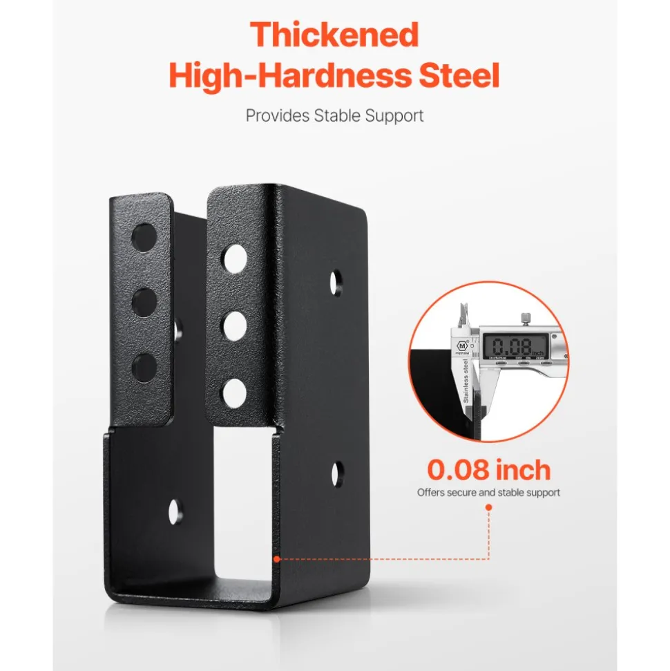 VEVOR Concealed Joist Hanger, 2x4 Inch Outdoor Concealed-Flange Joist Bracket with Screws, Steel Light Joist Hangers for 1.93 x 3.62 Inch / 49 x 92 mm Beam, Swing, Fence, Wooden Slides, 12 Pcs