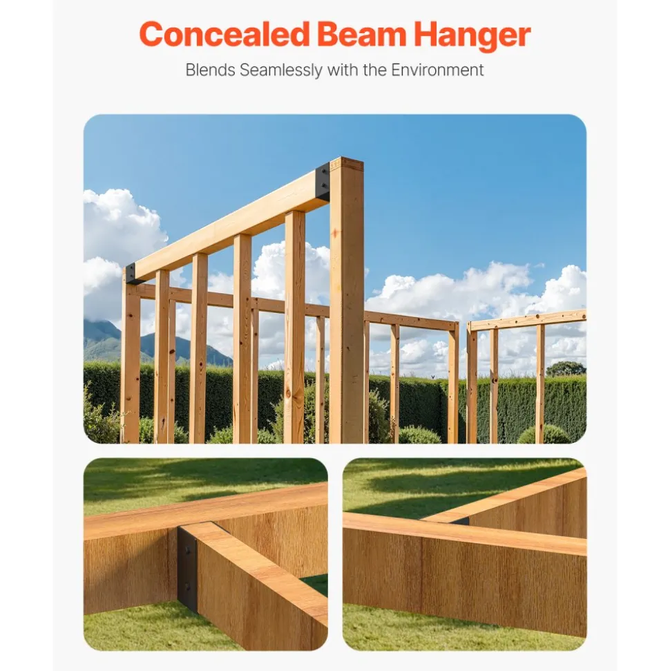 VEVOR Concealed Joist Hanger, 2x4 Inch Outdoor Concealed-Flange Joist Bracket with Screws, Steel Light Joist Hangers for 1.93 x 3.62 Inch / 49 x 92 mm Beam, Swing, Fence, Wooden Slides, 12 Pcs