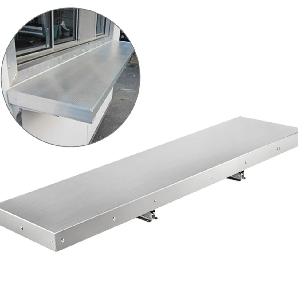 VEVOR Concession Shelf 48L x 12W Inch Stainless Steel Drop Down Folding Serving Food Shelf Stand Serving for Concession Trailer Serving Window